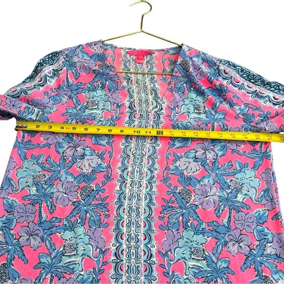 Lilly Pulitzer Women’s M Pamela 3/4 Sleeve Top Soleil Pink Paradise Elephant - Picture 11 of 14